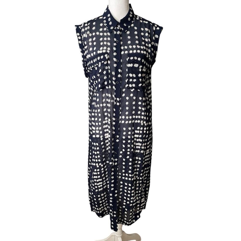 Free People Small Mercer Street Maxi Shirt Tunic Long Flowy Blue Top
